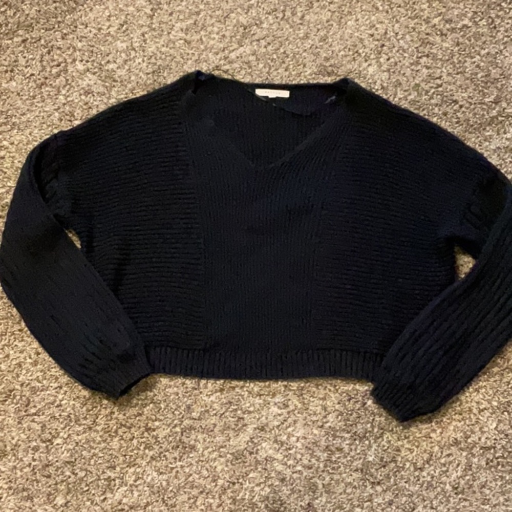 PacSun Navy Cropped Knit Sweater Size Medium